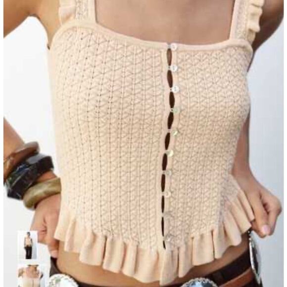 Zara Tops - Zara knit corset top Sleeveless Beige Sz Small NWT
